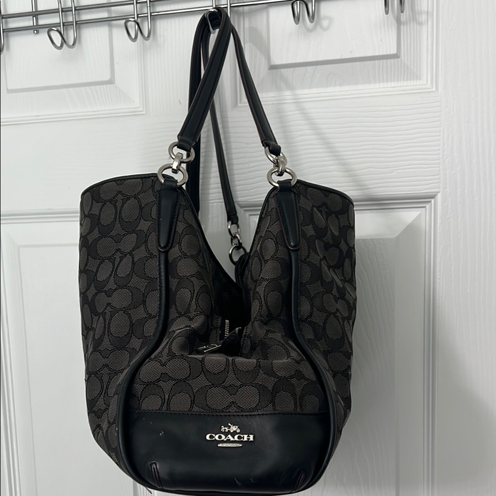 Coach Black and Gray Signature Tote Bag